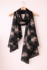Ash Black Floral Scarf