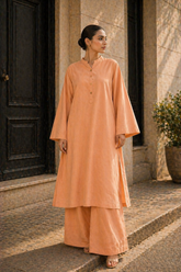 Elegant Women – Soft Power Sunset Apricot 2PC Premium Cotton Set (RTW | Summer Drop 05)