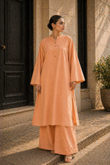 Elegant Women – Soft Power Sunset Apricot 2PC Premium Cotton Set (RTW | Summer Drop 05)