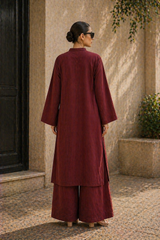 Elegant Women – Soft Power Cherry Wood Maroon 2PC Premium Cotton Set (RTW | Summer Drop 05)
