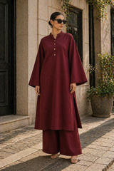 Elegant Women – Soft Power Cherry Wood Maroon 2PC Premium Cotton Set (RTW | Summer Drop 05)