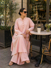 Elegant Women – Soft Power Peach Nectar Pink 2PC Premium Cotton Set (RTW | Summer Drop 05)