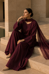 Elegant Women – Burgundy Maroon 2PC Premium Cotton Set (RTW | Summer Drop 06)