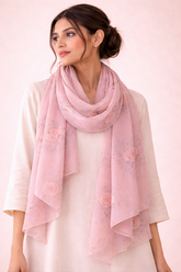 Powdered Rose Floral Scarf