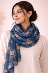 Obsidian Teal Floral Scarf
