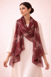 Deep Garnet Floral Scarf