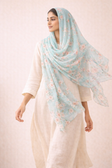 Aqua Glass Floral Scarf