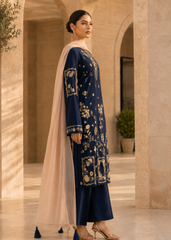Nayab – Midnight Blue l RTW I 3PC-Embroided I Drop07)