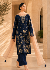 Nayab – Midnight Blue l RTW I 3PC-Embroided I Drop07)