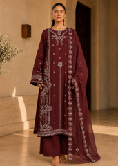 Mahira – Garnet Wine l RTW I 3PC-Embroided I Drop07)