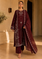 Mahira – Garnet Wine l RTW I 3PC-Embroided I Drop07)