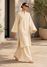Elegant Women – Soft Power Sand Beige 2PC Premium Cotton Set (RTW | Summer Drop 05)