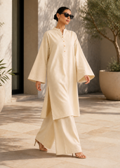 Elegant Women – Soft Power Sand Beige 2PC Premium Cotton Set (RTW | Summer Drop 05)