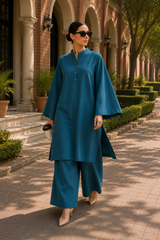 Elegant Women – Soft Power Deep Teal 2PC Premium Cotton Set (RTW | Summer Drop 05)