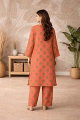 Terracotta Floral Lawn Suit – Iris Bloom- Summer Edit '26