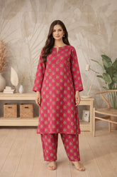 Berry Pink Floral Lawn Suit – Iris Bloom- Summer Edit '26