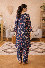 Midnight Floral Lawn Suit – Iris Bloom -Summer Edit '26