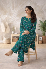 Emerald Floral Lawn Suit – Iris Bloom- Summer Edit '26