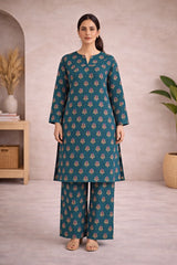 Deep Teal Printed Lawn Suit –Rang-e-Noor- Summer Edit '26