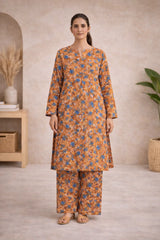 Rust Orange Floral Lawn Suit –Rang-e-Noor-Summer Edit '26