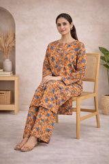 Rust Orange Floral Lawn Suit –Rang-e-Noor-Summer Edit '26
