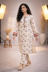 Off-white Wild Petals Floral Lawn Suit – Summer Edit'26