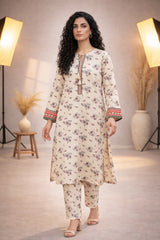 Off-white Wild Petals Floral Lawn Suit – Summer Edit'26