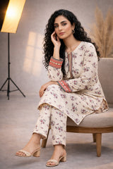 Off-white Wild Petals Floral Lawn Suit – Summer Edit'26