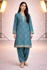 Teal Wild Petals Lawn Co-ord Set – Summer Edit '26