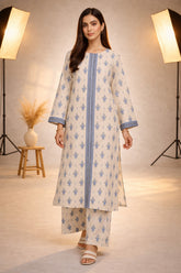 Ivory Blue Wild Petals Printed Lawn Suit – Summer Edit '26