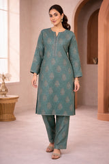 Teal Wild Petals Printed Lawn Suit – Summer Edit '26