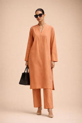 Elegant Women – Sunset Apricot Premium Cotton 2PC Set-RTW | DROP-04