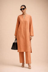 Elegant Women – Sunset Apricot Premium Cotton 2PC Set-RTW | DROP-04