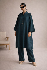 Elegant Women – Soft Power Deep Teal 2PC Premium Cotton Set (RTW | Summer Drop 05)