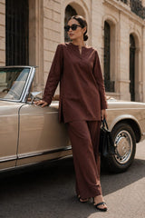 Atelier Ease – Relaxed Premium Cotton Co-Ord Set (RTW | Summer Drop 06)– Cherry Wood