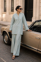Atelier Ease – Relaxed Premium Cotton Co-Ord Set (RTW | Summer Drop 06)–Aqua Glass