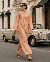 Atelier Ease – Relaxed Premium Cotton Co-Ord Set (RTW | Summer Drop 06)– Sunset Apricot