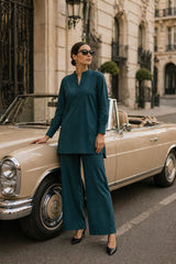 Atelier Ease – Relaxed Premium Cotton Co-Ord Set (RTW | Summer Drop 06)–Deep Teal