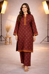 Rust Wild Petals Printed Lawn Suit – Summer Edit '26