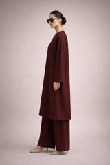 Elegant Women – Deep Garnet Premium Cotton 2PC Set-RTW | DROP-04