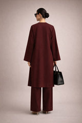Elegant Women – Deep Garnet Premium Cotton 2PC Set-RTW | DROP-04