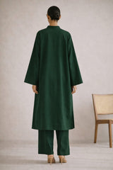 Elegant Women – Soft Power Emerald Deep Green 2PC Premium Cotton Set (RTW | Summer Drop 05)