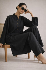 Elegant Women – Soft Power Midnight Ash Black 2PC Premium Cotton Set (RTW | Summer Drop 05)