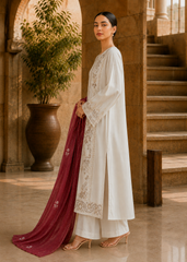Aveline – Ivory Berry Muted cream l RTW I 3PC-Embroidered I Drop07)