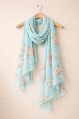 Aqua Glass Floral Scarf