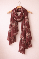 Deep Garnet Floral Scarf