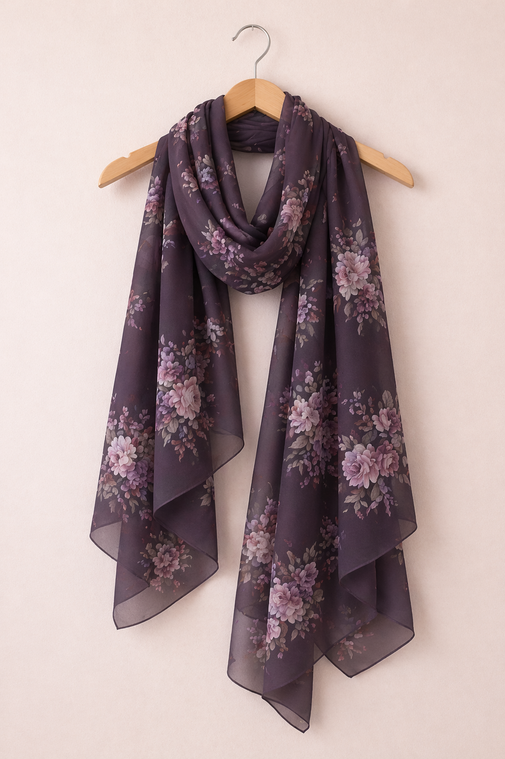 Midnight Plum Floral Scarf