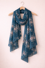 Obsidian Teal Floral Scarf