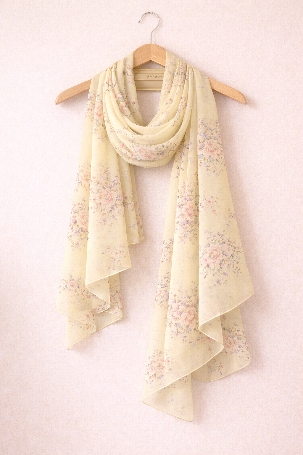 Frosted Lemon Floral Scarf