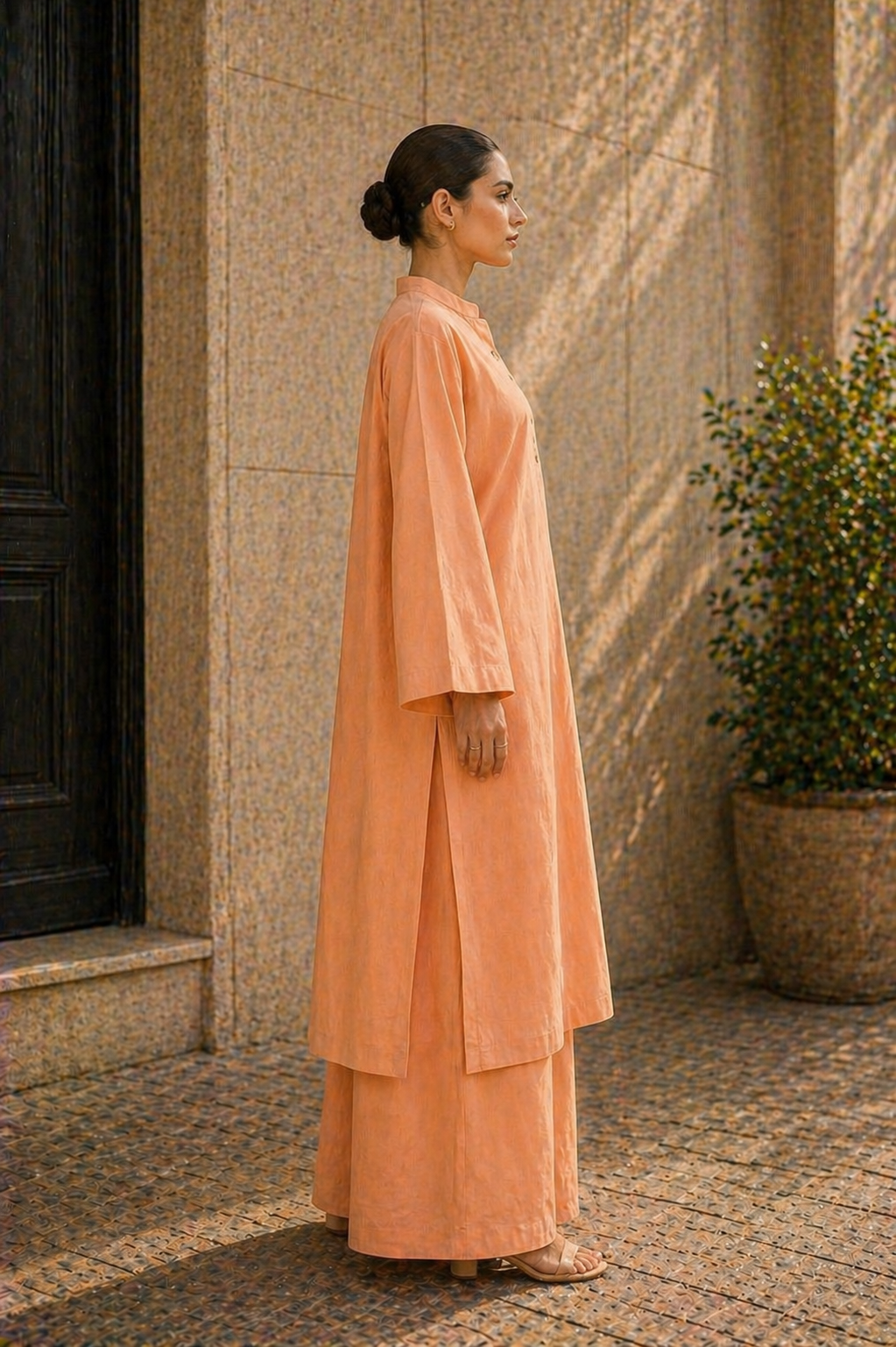 Elegant Women – Soft Power Sunset Apricot 2PC Premium Cotton Set (RTW | Summer Drop 05)